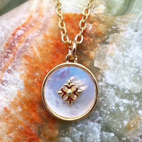 Load image into Gallery viewer, Mother of Pearl Disk Necklace
