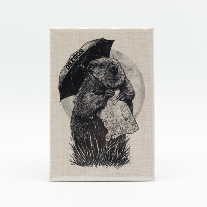 Oregon Beaver With Umbrella Magnet