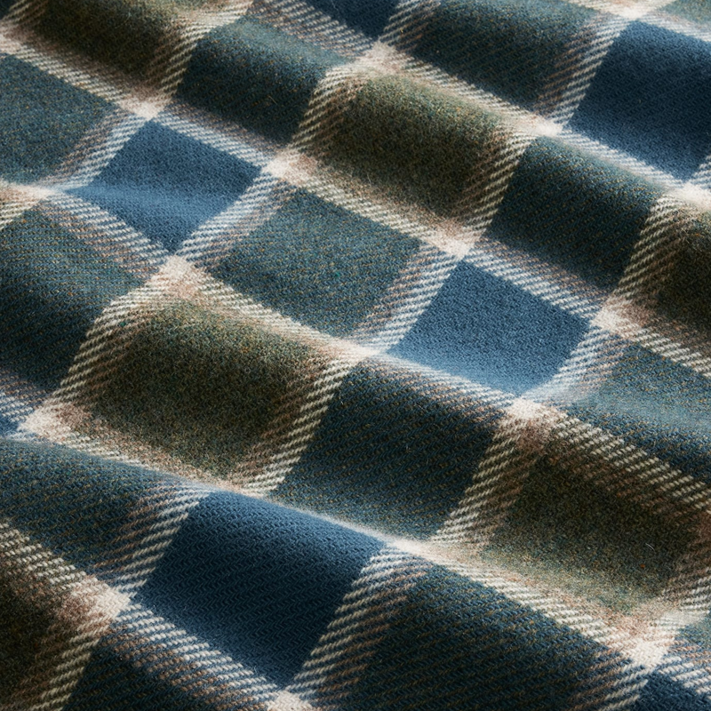Load image into Gallery viewer, Pendleton Eco-Wise Olive/Sea Blue Check Washable Wool Blanket, Throw

