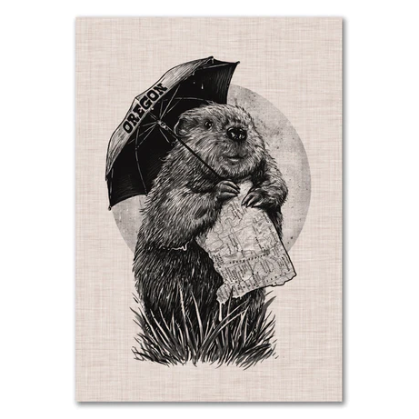 Oregon Beaver With Umbrella Magnet