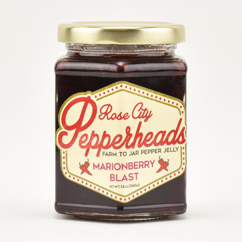 Load image into Gallery viewer, Rose City Pepperheads Marionberry Blast Jelly, 12oz.
