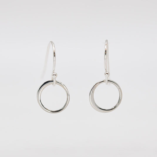 Silver Circle Small Dangle Earrings