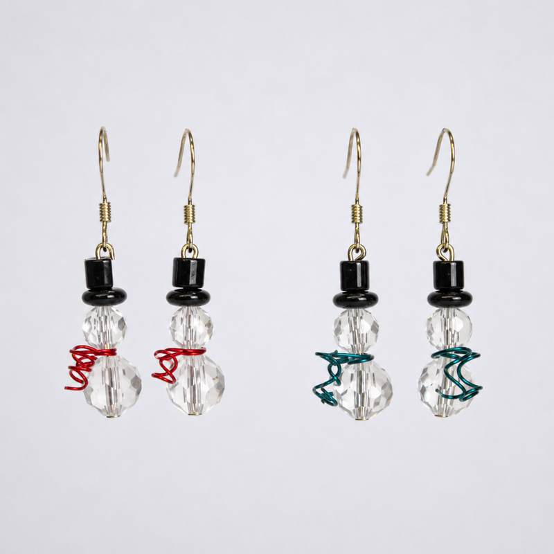 Load image into Gallery viewer, Crystal Snowman Earrings
