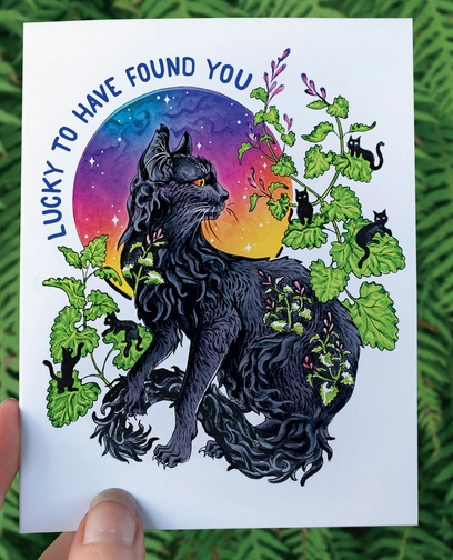 Lucky to Have Found You Floral Cat Card