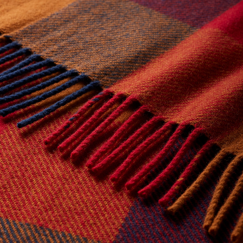 Load image into Gallery viewer, Pendleton Eco-Wise Copper/Red Fringe Washable Wool Blanket, Throw
