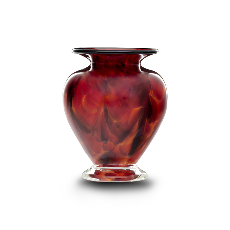 Load image into Gallery viewer, The Glass Forge Scarlet Cauldron Squat Vase, Small
