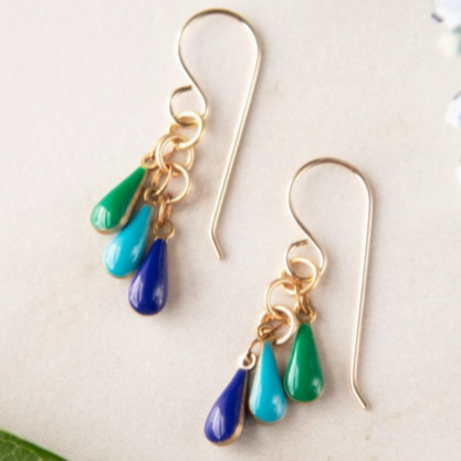 Load image into Gallery viewer, Blue and Green Teardrops Frankie Earrings vendor photo
