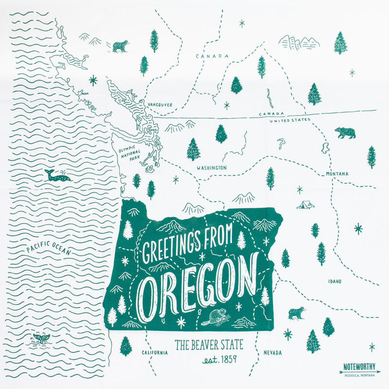 Load image into Gallery viewer, Greetings from Oregon Tea Towel
