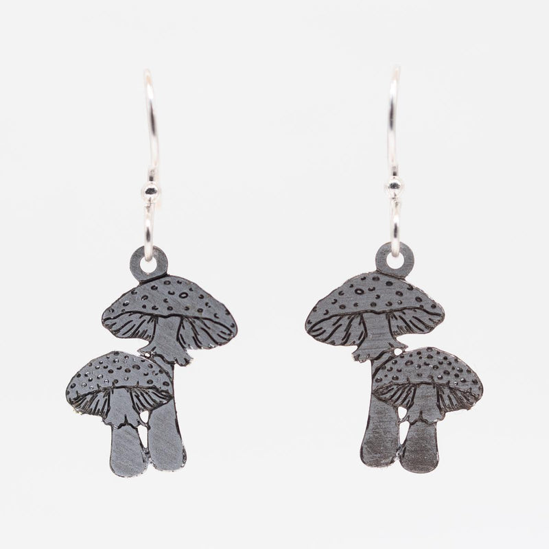 Load image into Gallery viewer, Silver Mushroom Duo Earrings
