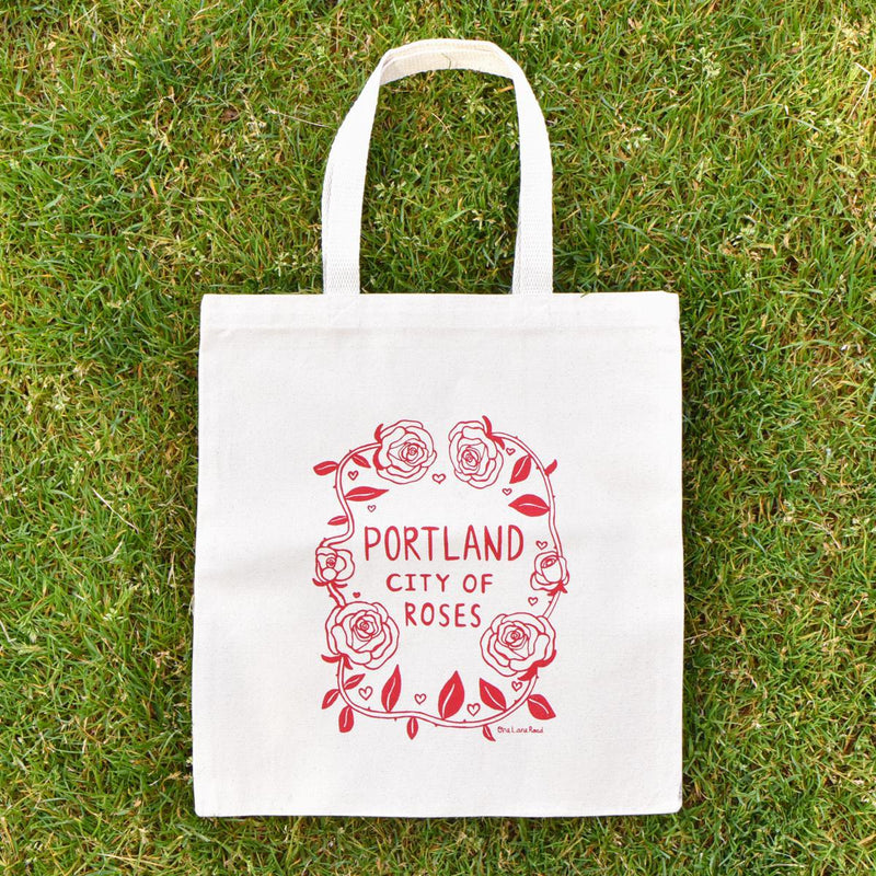 Load image into Gallery viewer, One Lane Road Portland City of Roses Canvas Tote Bag
