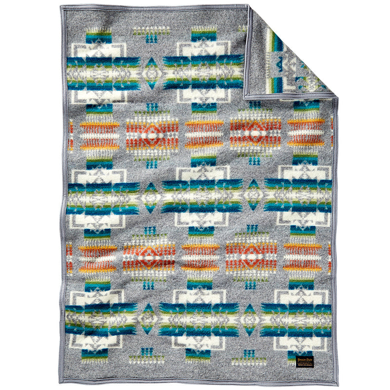 Load image into Gallery viewer, Pendleton Chief Joseph Grey Muchacho Wool Baby Blanket
