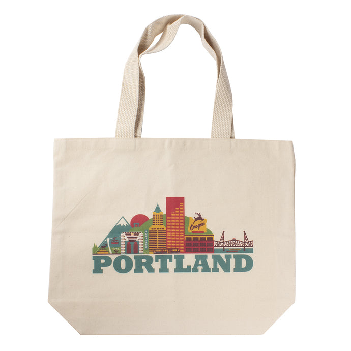 Portland Cityscape Canvas Tote Bag Large