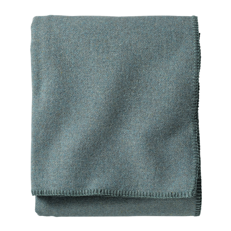 Load image into Gallery viewer, Pendleton Shale Blue Eco-Wise Washable Wool Blanket Twin Folded
