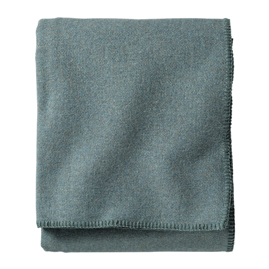 Pendleton Shale Blue Eco-Wise Washable Wool Blanket Twin Folded