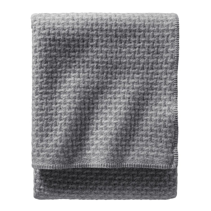 Pendleton Grey Slate Lattice Weave Wool Blanket Folded