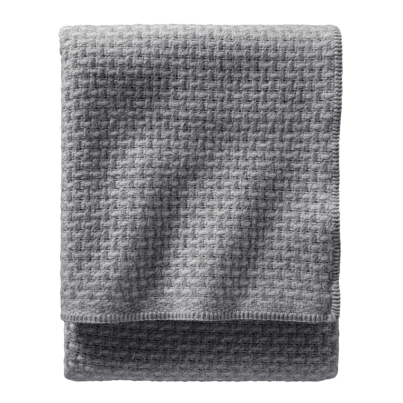 Load image into Gallery viewer, Pendleton Grey Slate Lattice Weave Wool Blanket Folded
