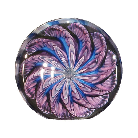 The Glass Forge Large Flat Paperweight Blue Purple
