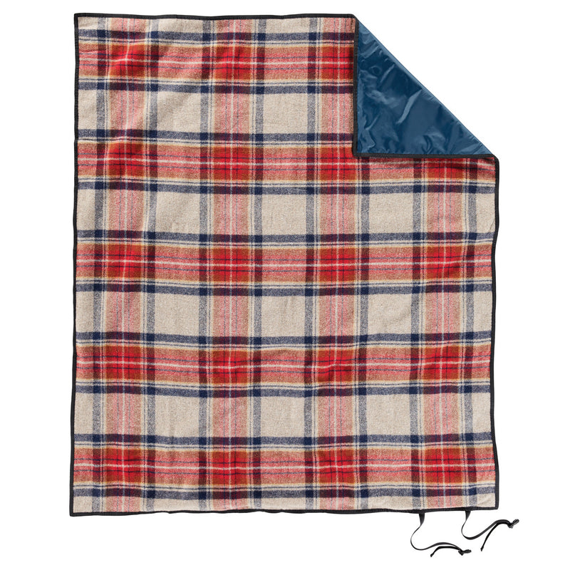 Load image into Gallery viewer, Pendleton Vintage Dress Stewart Tartan Roll-up Blanket Front
