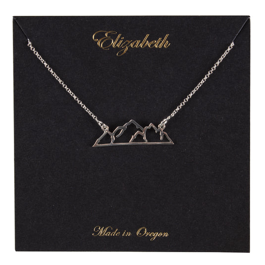 Elizabeth Jewelry Silver Mountains Necklace on Black