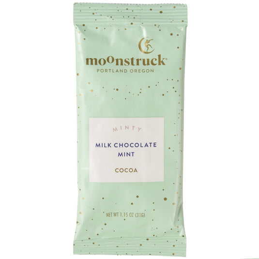 Milk Chocolate Mint Hot Cocoa Single Serve Packet, Moonstruck Chocolate 1.15oz