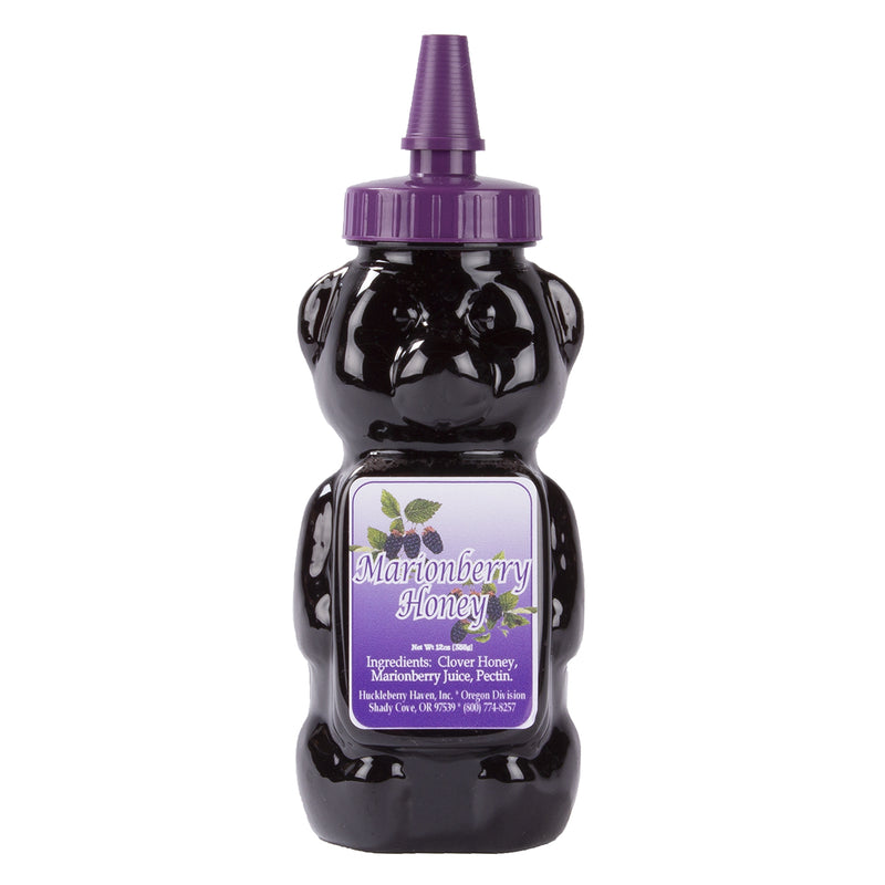 Load image into Gallery viewer, Huckleberry Haven Marionberry Honey Bear, 12oz.
