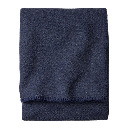 Pendleton Navy Eco-Wise Washable Wool Blanket, Queen Folded