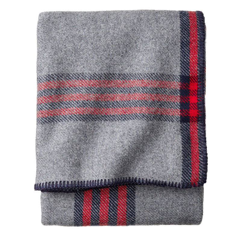 Load image into Gallery viewer, Pendleton Eco-Wise Blanket Grey and Red Plaid Washable Wool Blanket, Twin
