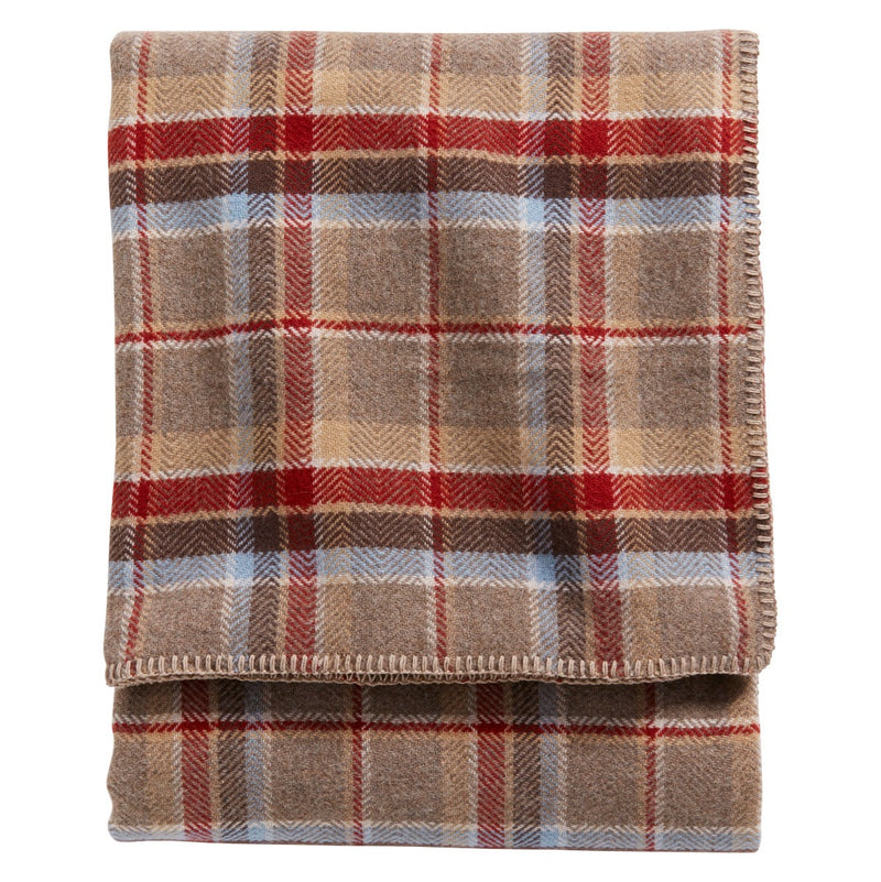Load image into Gallery viewer, Pendleton Eco-Wise Red Jasper Plaid/Stripe Wool Blanket

