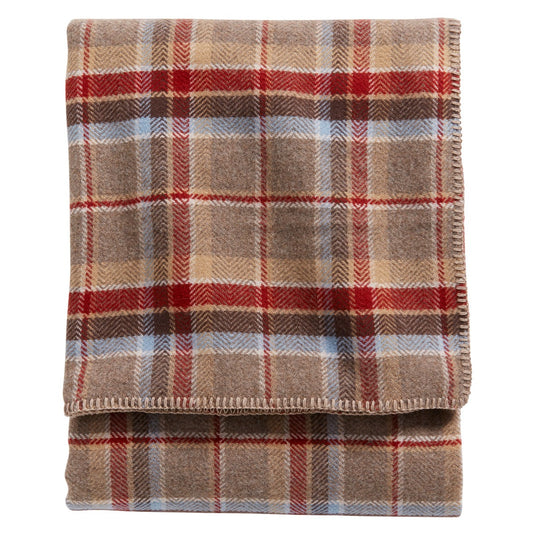 Pendleton Eco-Wise Red Jasper Plaid/Stripe Wool Blanket