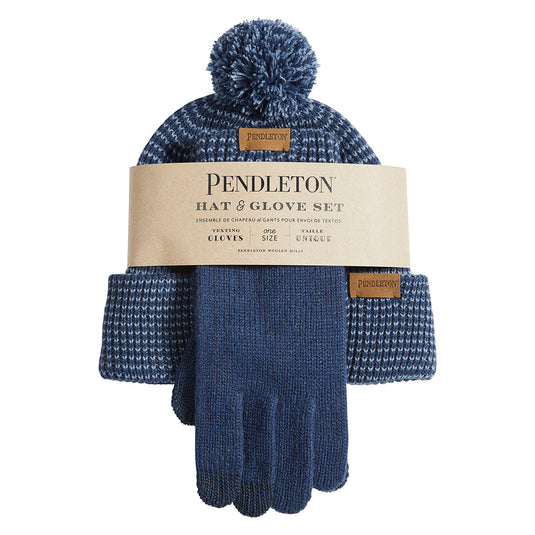 Pendleton Navy Knit Beanie and Glove Set in Packaging