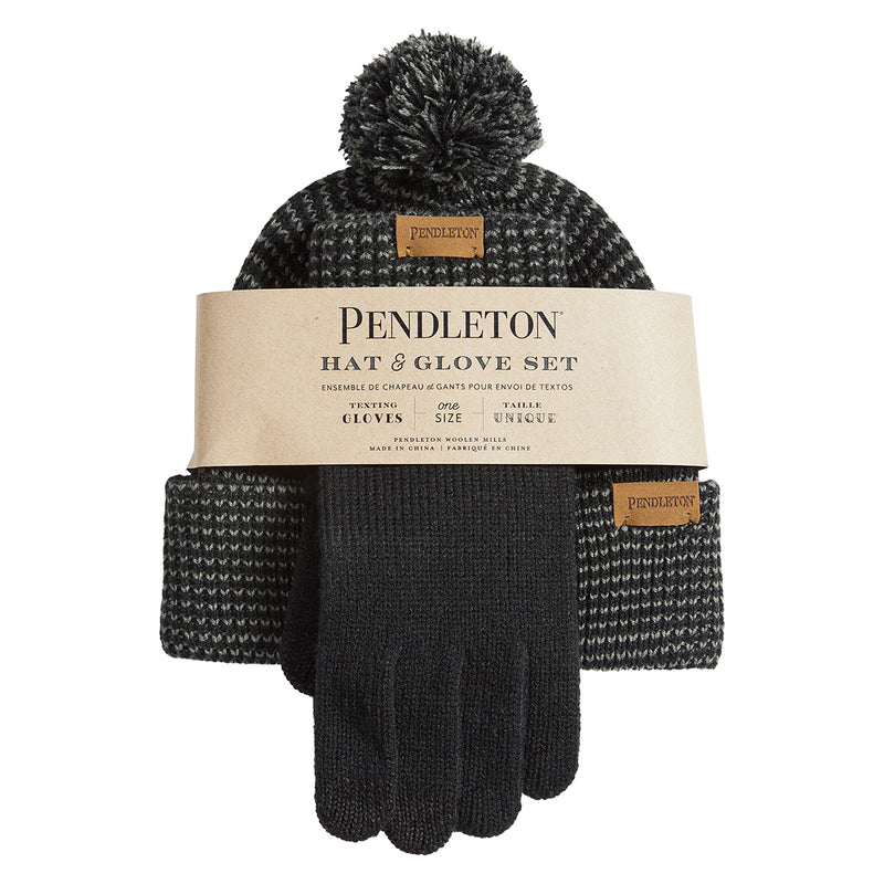 Load image into Gallery viewer, Pendleton Black Knit Beanie and Glove Set in Packaging
