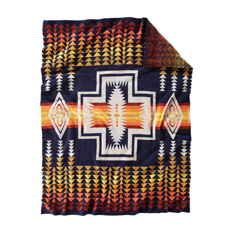 Load image into Gallery viewer, Pendleton Knit Harding Navy Jacquard Blanket Throw Front
