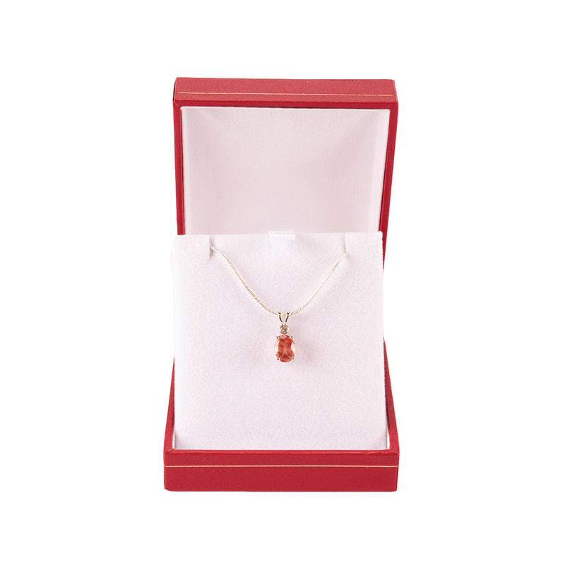 Load image into Gallery viewer, Desert Sun Gems Oval Sunstone Necklace, in red box.
