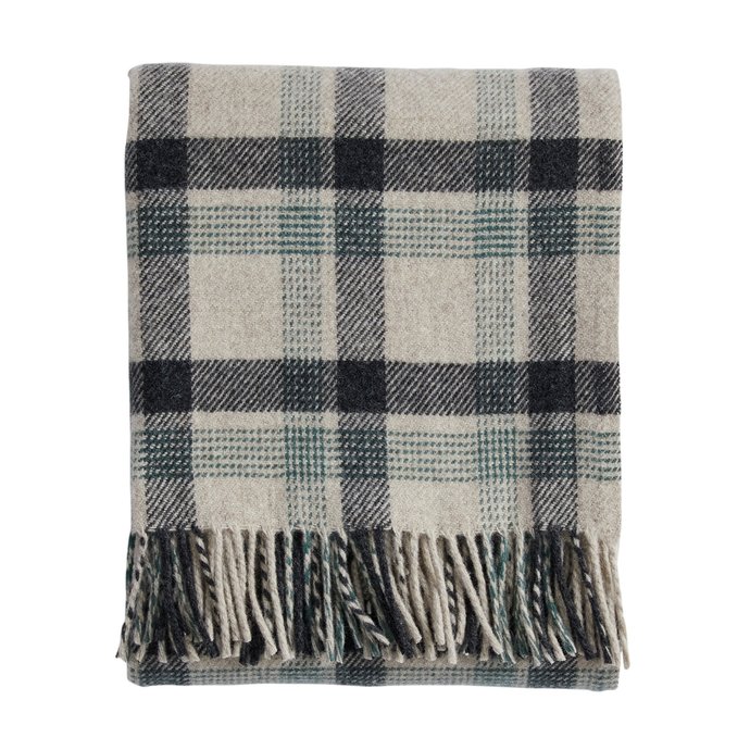 Pendleton Eco-Wise Oat Kelso Plaid Washable Wool Blanket Throw Folded