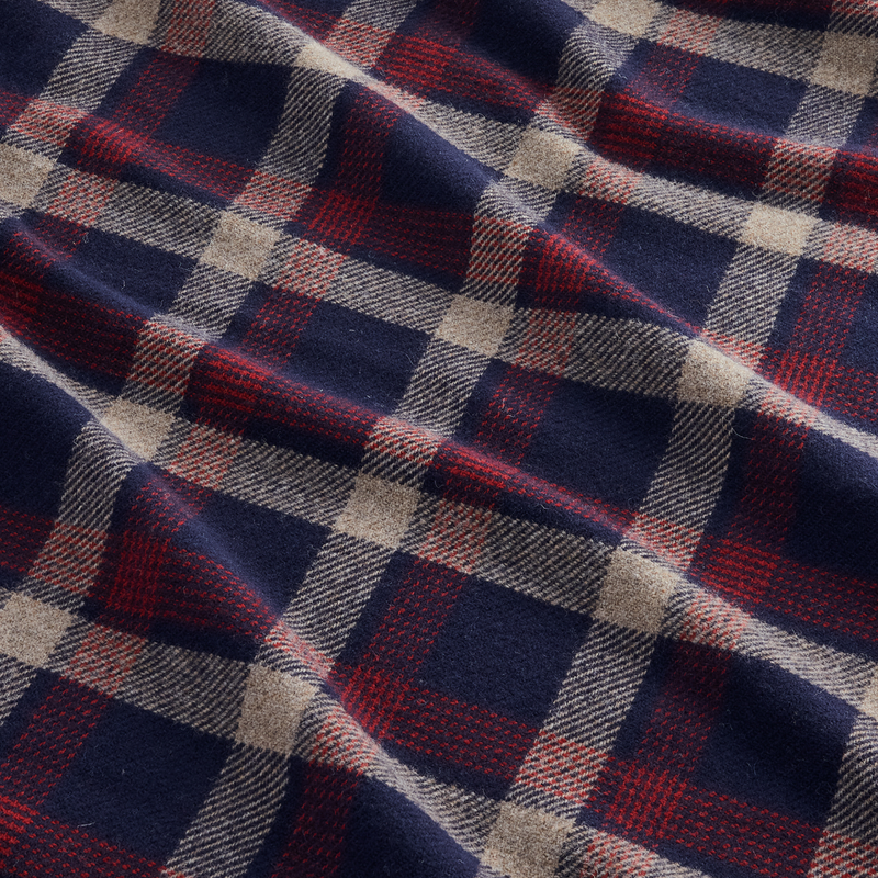 Load image into Gallery viewer, Pendleton Eco-Wise Navy Kelso Plaid Washable Wool Blanket Throw Detail
