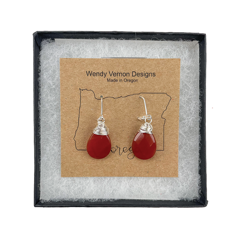 Load image into Gallery viewer, Wendy Vernon Designs Carnelian Earrings in Box
