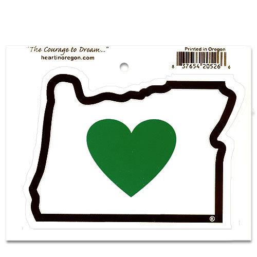 Heart In Oregon Sticker 4.5 in.