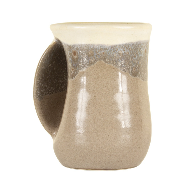 Load image into Gallery viewer, Clay in Motion Desert Sand Handwarmer Mug, Left Hand
