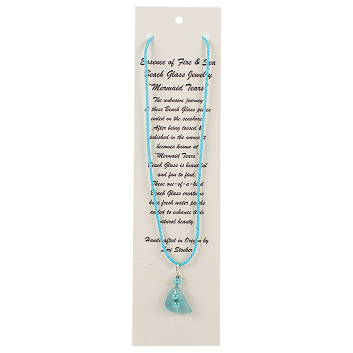 Essence of Fire & Sea Blue Beach Glass Necklace