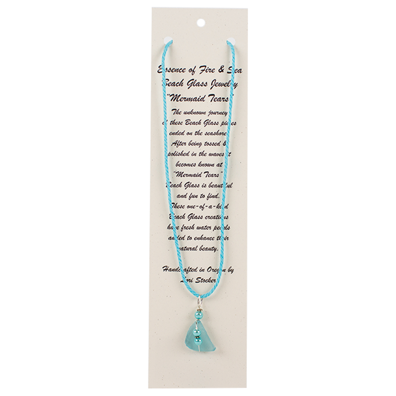 Load image into Gallery viewer, Essence of Fire &amp; Sea Blue Beach Glass Necklace
