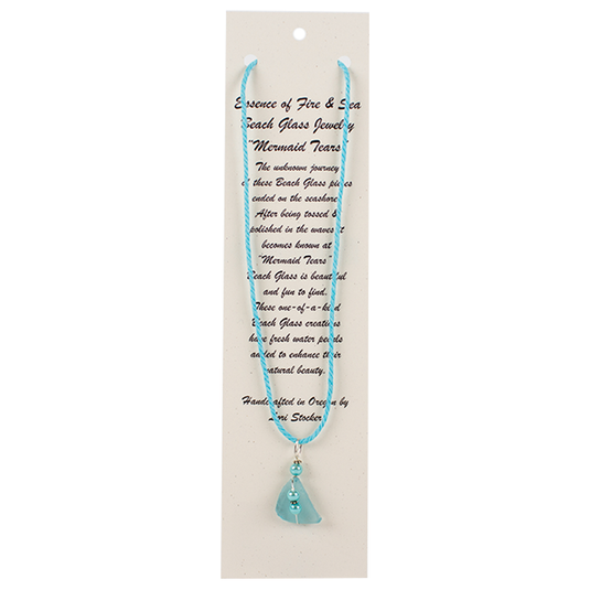 Essence of Fire & Sea Blue Beach Glass Necklace